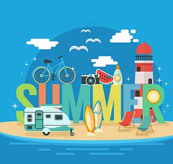 夏季旅行插画矢量素材图片