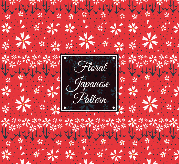 日本红色花卉图案