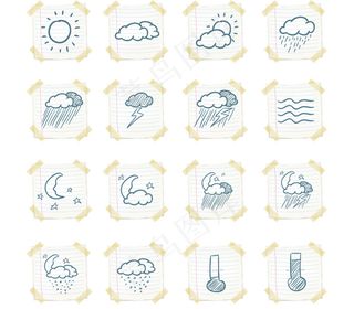 手绘天气线条图标