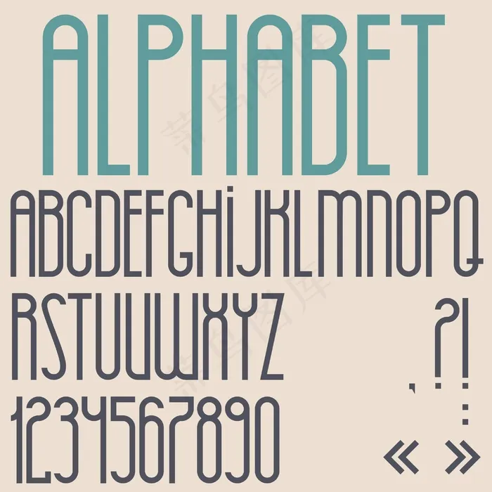 复古字体数字和标点符号eps,ai矢量模版下载