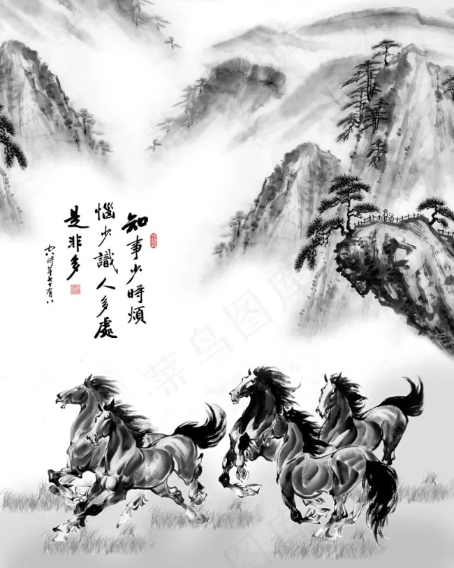 移门素材玄关画国画山水画水墨画(4535X5669(DPI:72))psd模版下载