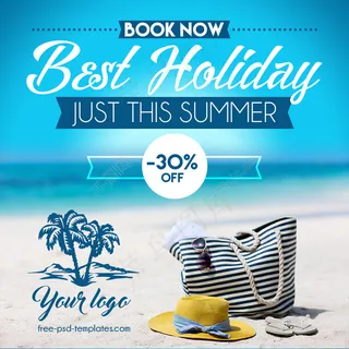 沙滩旅游宣传海报