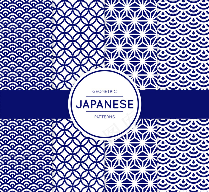 日本风格中的蓝色几何图案