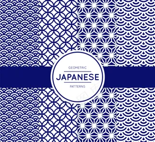 日本风格中的蓝色几何图案