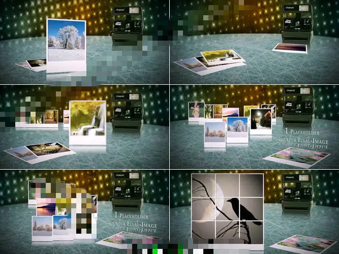 照相机拍照后相片依次出现并展示AE...