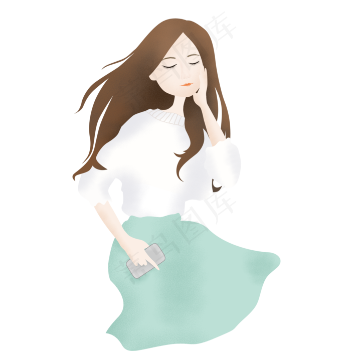 美女手摸脸颊元素设计