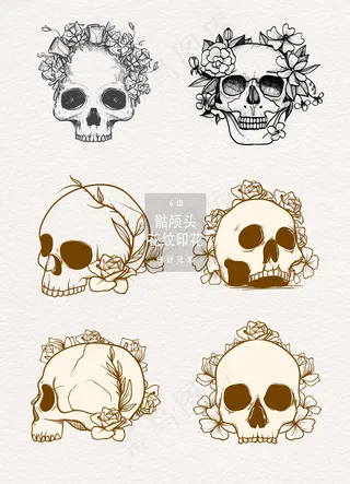 创意手绘骷颅头印花花纹