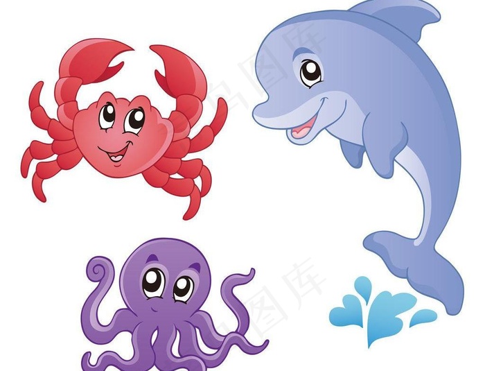 矢量海豚 螃蟹图片