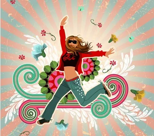 舞动的女性图片eps,ai矢量模版下载