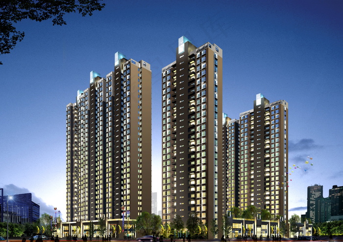 楼盘夜景图图片