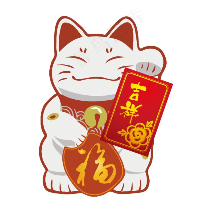 卡通可爱招财猫免抠素材(1920X3996(DPI:300))psd模版下载