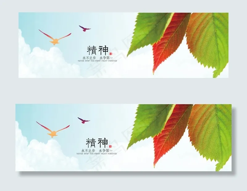 清新叶子横幅banner