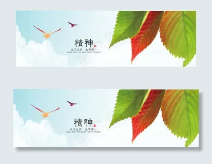 清新叶子横幅banner