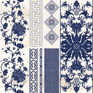 中国中式和风民族风格蓝色花纹瓷器手绘背景底纹图案矢量图片素材