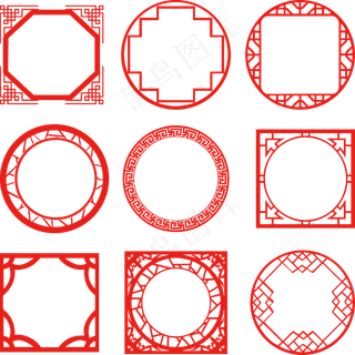 圆形中式古典边框设计素材