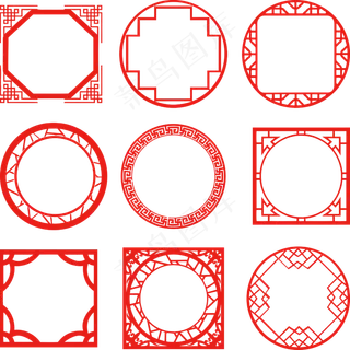 圆形中式古典边框设计素材