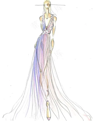 深V连衣裙设计图