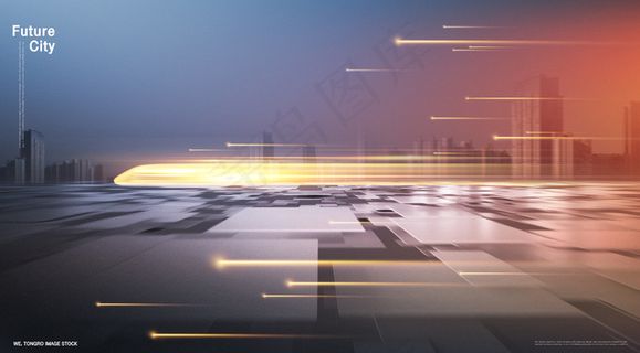 未来城市高速发展动车高铁建筑背景海报psd分层源文件ps素材