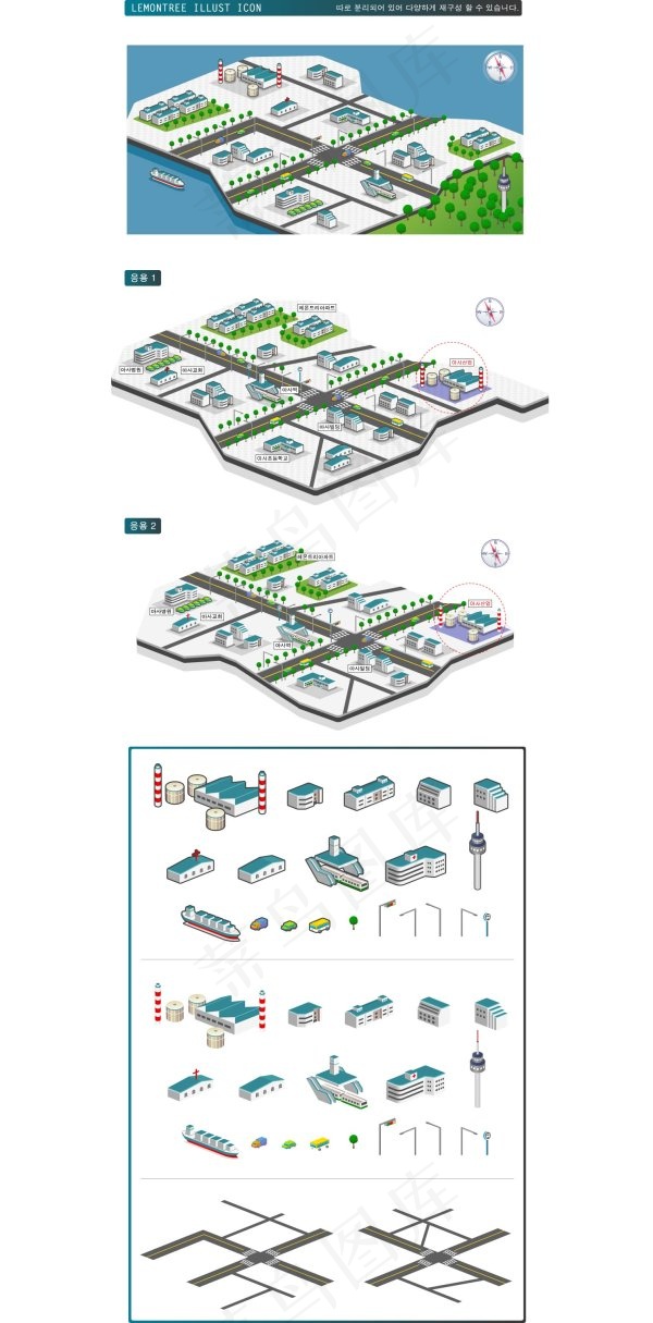 城市规划图绘制元素矢量素材-1ai矢量模版下载