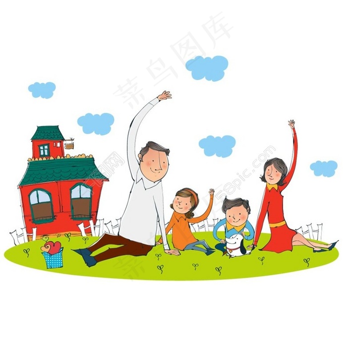 草地上的一家人