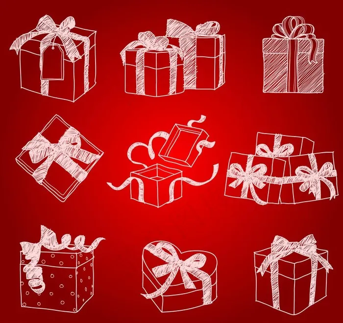 手绘圣诞礼物图片eps,ai矢量模版下载