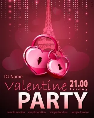 情人节派对海报设计矢量4