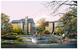 别墅小区景观透视图