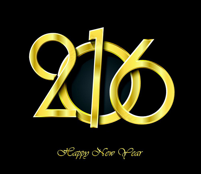 金色2016艺术字设计矢量素材