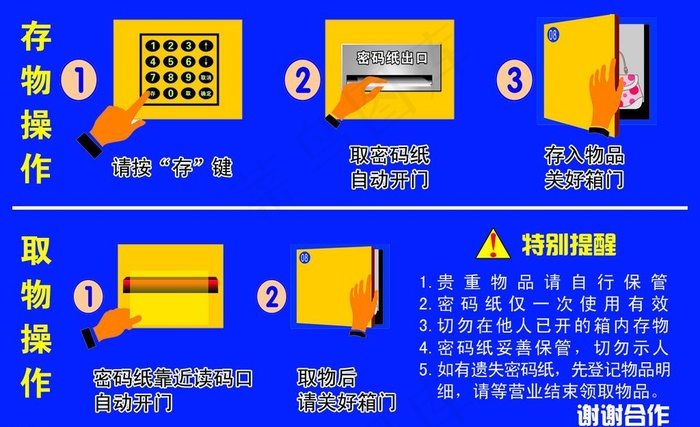 存包柜须知图片psd模版下载