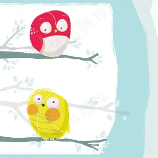 呆萌猫头鹰插画矢量素材