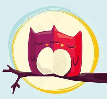 卡通情侣猫头鹰图片