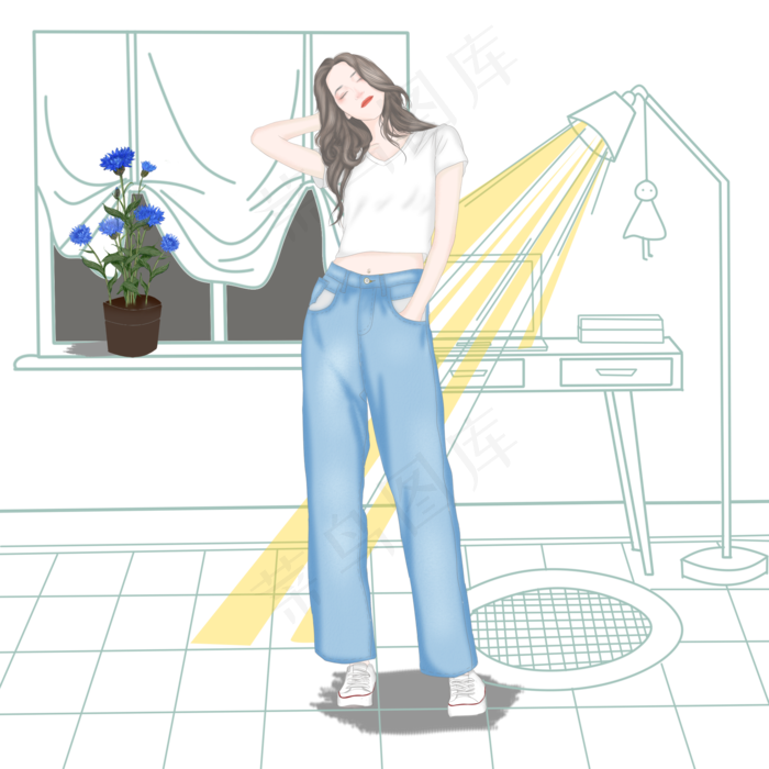 虚实象生居家生活日常女孩宅线条室内花卉