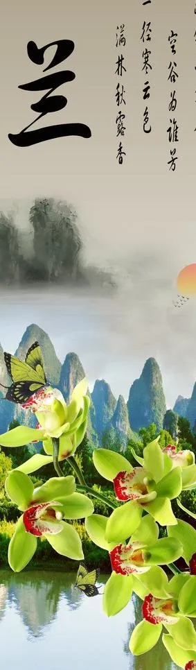兰花图片(2362X7087(DPI:300))psd模版下载