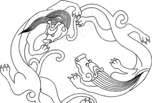 龙纹 中华传统 花纹 黑白 装饰 AI