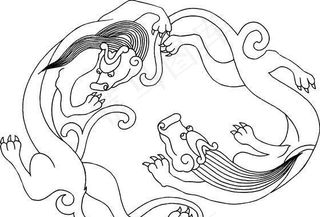 龙纹 中华传统 花纹 黑白 装饰 AI