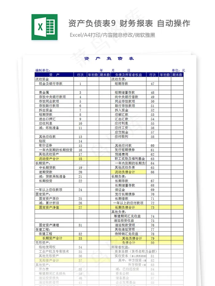 资产负债表9 财务报表 自动操作
