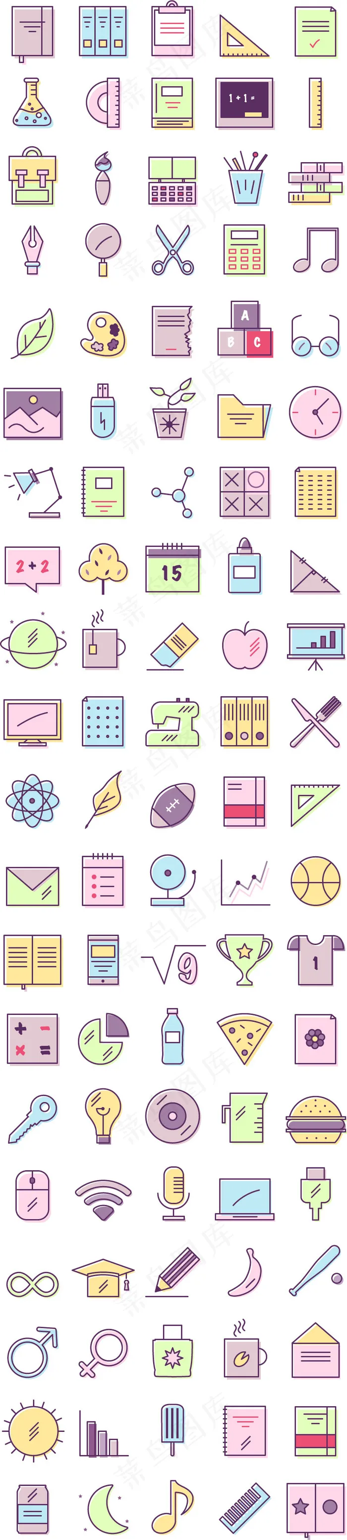 学习教育小图标设计元素ai矢量模版下载