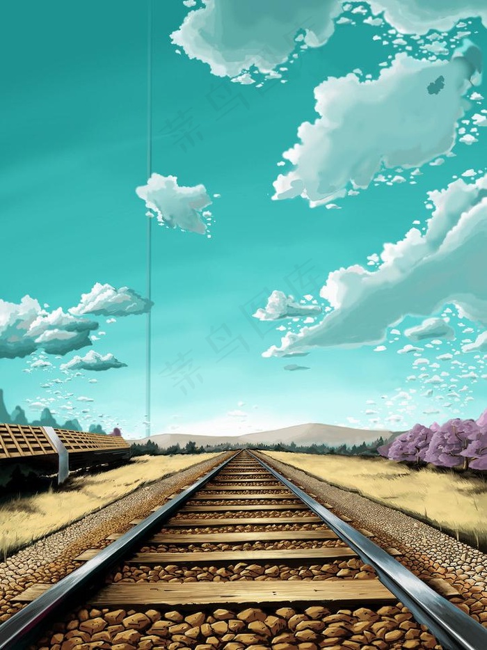 蓝天铁路图片