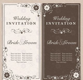 褐色花纹婚礼请柬
