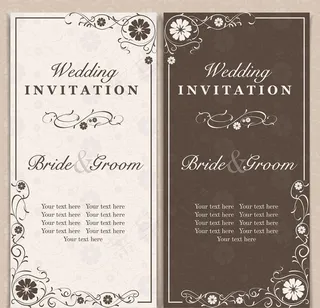 褐色花纹婚礼请柬