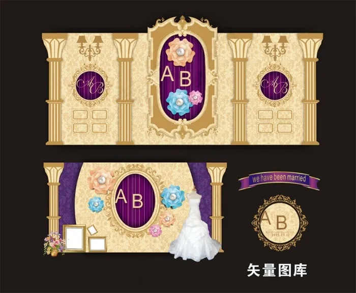 婚礼背景金色(210X297)cdr矢量模版下载