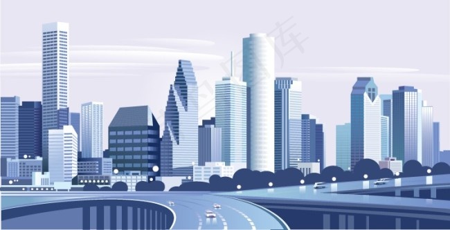 高楼大厦林立的现代城市建筑矢量素材eps,ai矢量模版下载