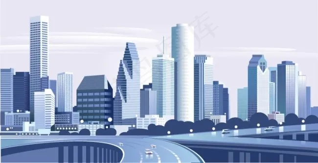 高楼大厦林立的现代城市建筑矢量素材eps,ai矢量模版下载