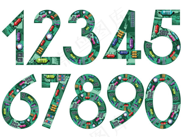 创意电路板阿拉伯数字矢量图
