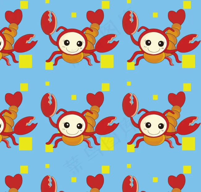 卡通虾ai矢量模版下载