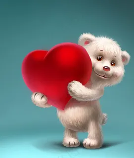 3D小熊抱着心形图片 3D小熊抱着心形图片