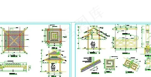 双层景观亭详图