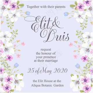 矢量花朵婚礼邀请卡矢量素材