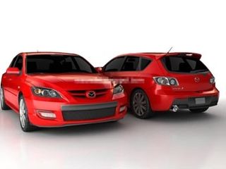 红色的马自达两厢轿车