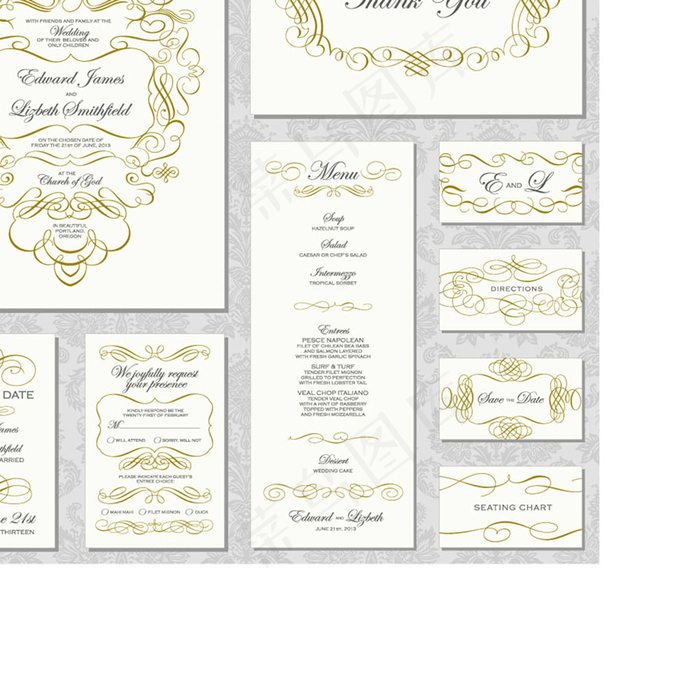 婚礼邀请函素材矢量素材